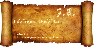 Fényes Beáta névjegykártya