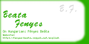 beata fenyes business card