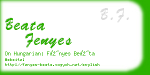 beata fenyes business card